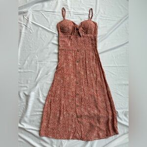 A.U.W. floral button-front dress in terracotta/red